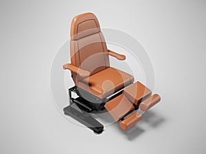 3D illustration of leather pedicure chair on gray background with shadow