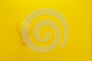 3d illustration. Light bulb yellow on yellow background