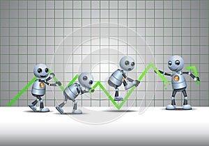 3d illustration of  little robot business chart sabotage