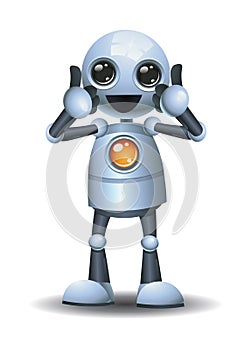 3d illustration of little robot business giving cheerful double thumb up
