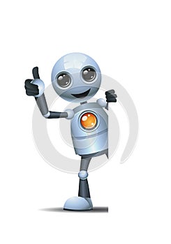 3d illustration of little robot business thumb up while peek