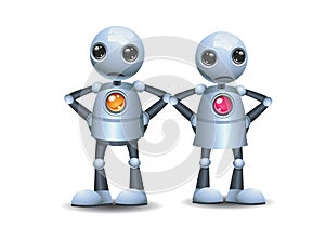 3d illustration of little robot couple argue