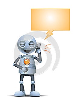 3d illustration of  little robot  joking on the phone call