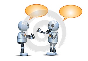 3d illustration of  little robot talking and sharing idea