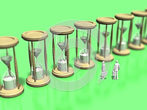 3D illustration of look at the hourglass