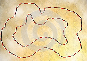 3D illustration of loop on rough texture background. Racing track for car game illustration 3d top view. Track illustrations.