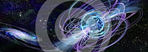 3D illustration of magnetar, neutron star with powerful magnetic field