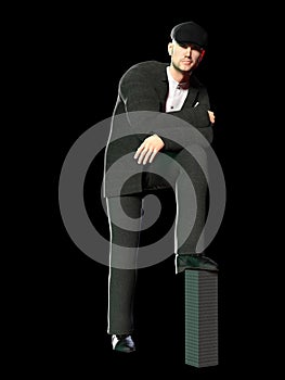 3D-illustration of a man from 1920 in a traditional outfit. could be a gangster or a hitman