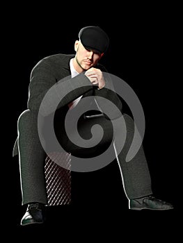 3D-illustration of a man from 1920 in a traditional outfit. could be a gangster or a hitman