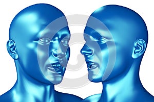 3d illustration of a man head figures talking