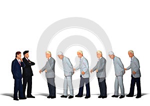 3d illustration of many business people in line for interview