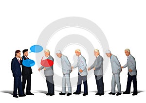 3d illustration of many business people in line for interview