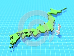 3D illustration of map of japan