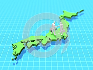 3D illustration of map of japan