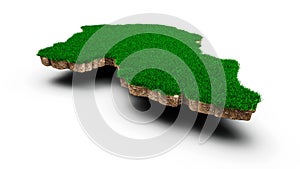 3D illustration of a map soil land geology cross-section