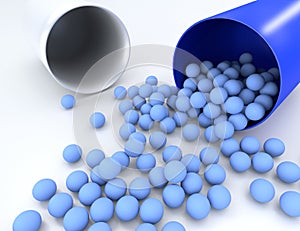 3D illustration of medical pill with small capsules