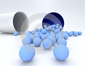 3D illustration of medical pill with small capsules