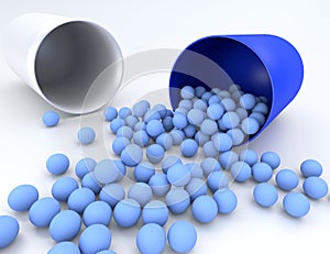 3D illustration of medical pill with small capsules