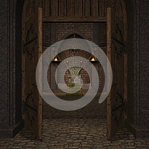 3d illustration of a medieval fantasy place