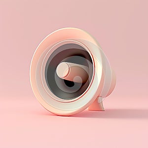 A 3D illustration of a megaphone in pastel tones, positioned sideways, against a plain light background