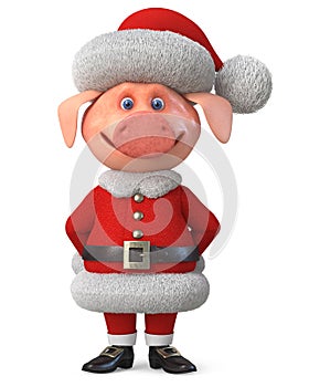 3d illustration merry Christmas pig