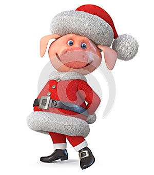 3d illustration merry Christmas pig