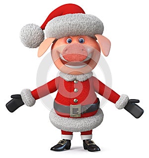 3d illustration merry Christmas pig