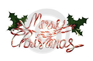 3D Illustration, Merry Christmas text Calligraphic