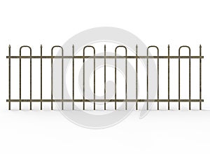 3d illustration of metal fence.