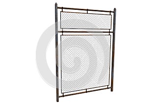 3d illustration of metal fence with rabitz.