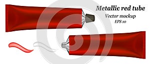 3d illustration of metallic red tube. Ointment