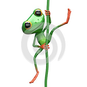 3D Illustration of a Mischievous Frog on Liana