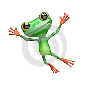 3D Illustration of a Mischievous Jumping Frog