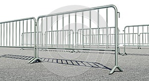 3D illustration of Mobile Security fence on the road