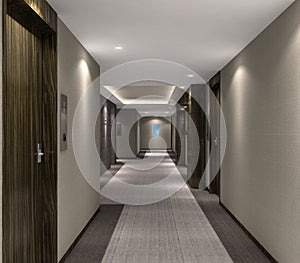 3d illustration of modern hotel corridor