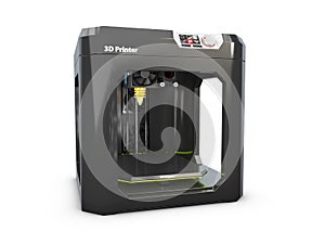 3d Illustration of modern professional plastic 3D printer isolated on white background