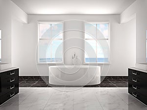 3d illustration of modern white luxury bathroom