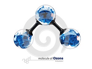 3d Illustration, molecule of ozone, isolated white