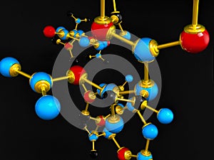 3D illustration molecule structure.