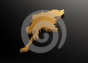 3d illustration of Myanmar (Burma) exclusive gold map on black background