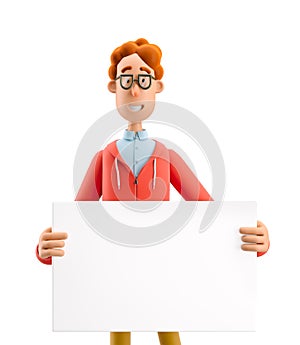 3d illustration. Nerd Larry with empty board. Advertising concept.