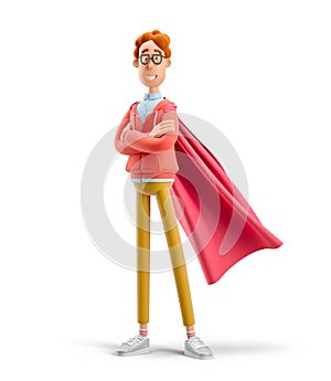 3d illustration. Nerd Larry is a superhero. Leadership concept.