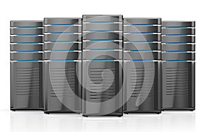 3D illustration of network workstation servers.