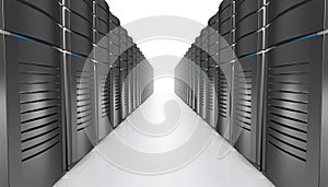 3D illustration of network workstation servers.