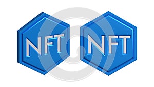 3D illustration with nft sign, label. Banner . Flat design.