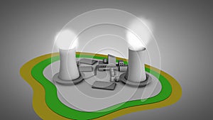 3d illustration of nuclear reactor. 360 degree view.