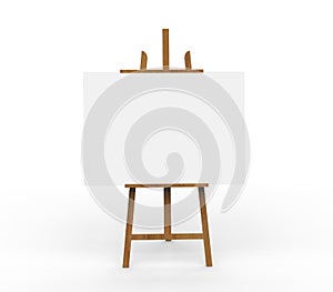 3D illustration ob blank canvas on a wooden easel