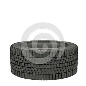 3d illustration one winter tires isolated