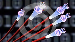 3d illustration of optical fiber cables or fiber optics
