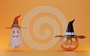 3D illustration orange background,festival halloween concept